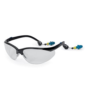 Óculos de segurança com proteção auricular